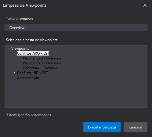 Janela de limpeza de viewpoints